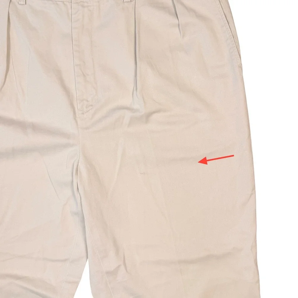 Vintage Polo Ralph Lauren Andrew Pant Men 44B x 34 Tan Double Pleated Chino Prep